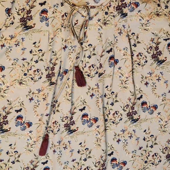 Miss Me Blouse Women's Size L Tassel Butterfly Bell Sleeve Romantic Hippie Boho - Picture 3 of 9